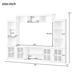 Bellemave® Minimalist Entertainment Wall Unit with Bridge with Tempered Glass Door - Bellemave