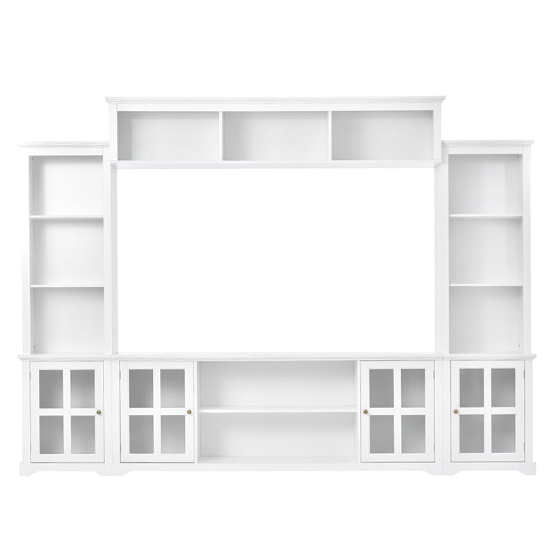 Bellemave® Minimalist Entertainment Wall Unit with Bridge with Tempered Glass Door - Bellemave