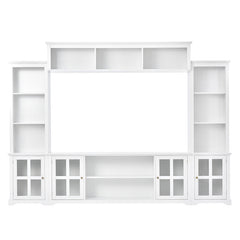Bellemave® Minimalist Entertainment Wall Unit with Bridge with Tempered Glass Door - Bellemave