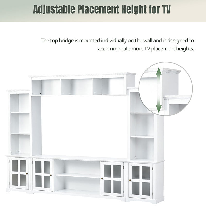 Bellemave® Minimalist Entertainment Wall Unit with Bridge with Tempered Glass Door - Bellemave