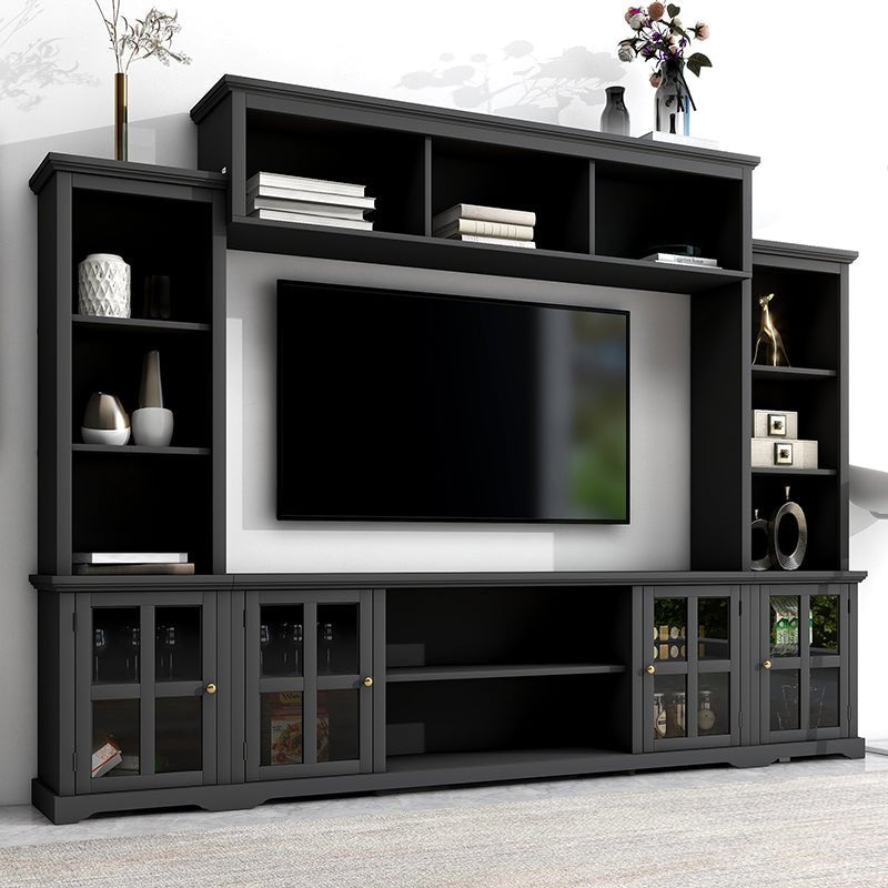 Bellemave® Minimalist Entertainment Wall Unit with Bridge with Tempered Glass Door - Bellemave