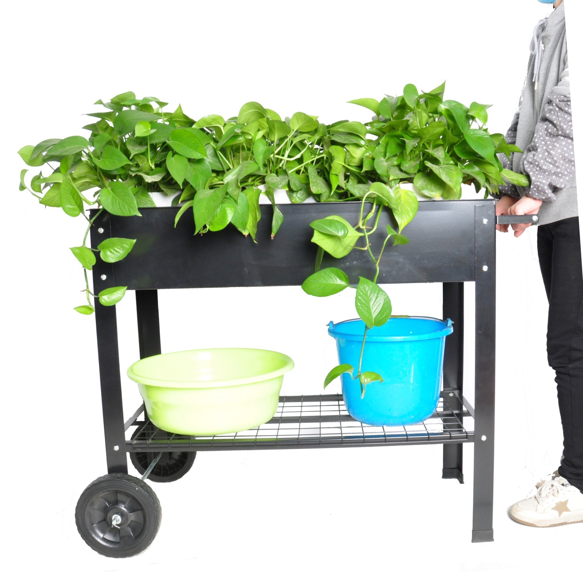 Bellemave® Mobile Metal Raised Garden Bed Cart with Legs, Elevated Tall Planter Box with Wheels for Outdoor Indoors House Patio Backyard,Black - Bellemave