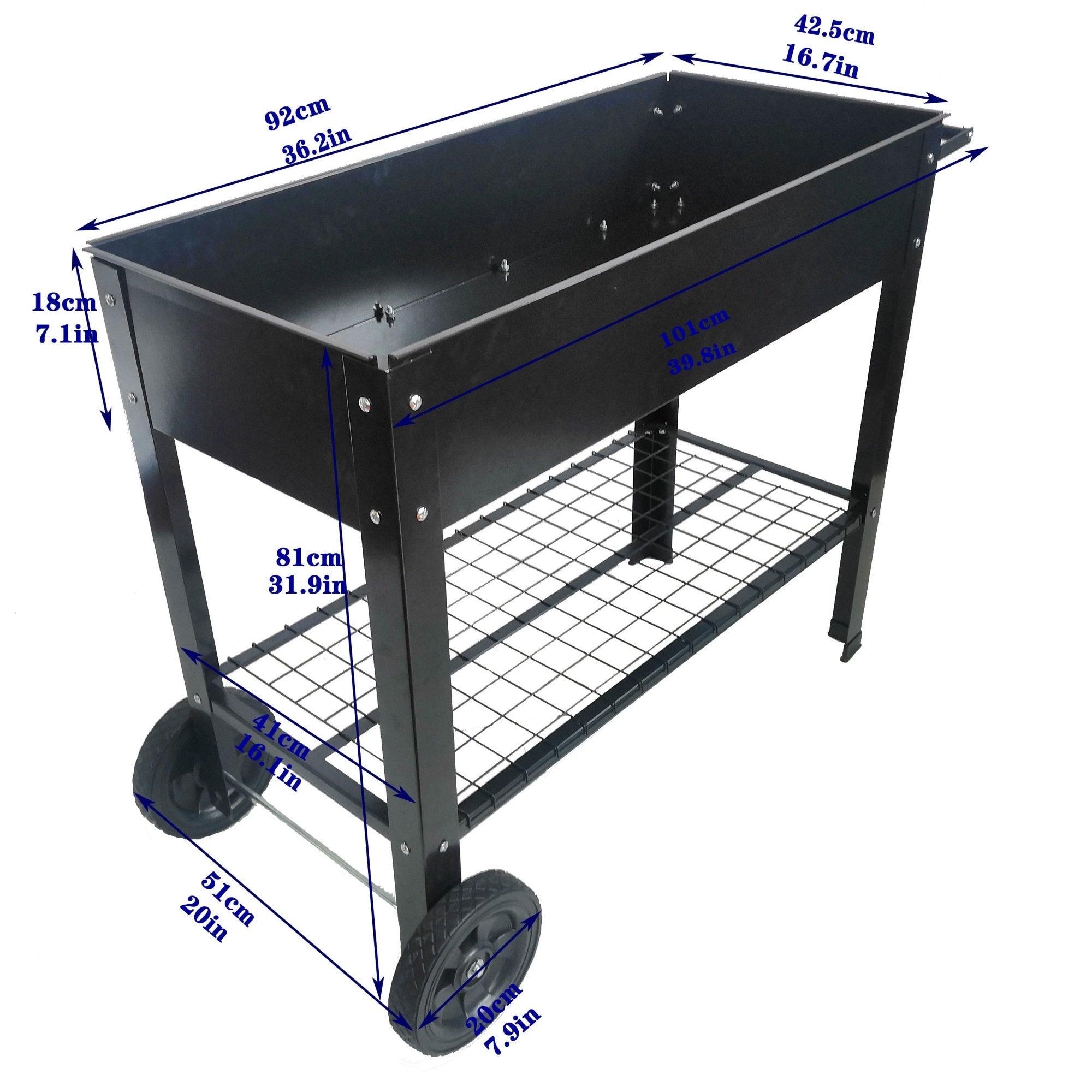 Bellemave® Mobile Metal Raised Garden Bed Cart with Legs, Elevated Tall Planter Box with Wheels for Outdoor Indoors House Patio Backyard,Black - Bellemave