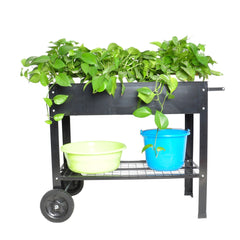 Bellemave® Mobile Metal Raised Garden Bed Cart with Legs, Elevated Tall Planter Box with Wheels for Outdoor Indoors House Patio Backyard,Black - Bellemave