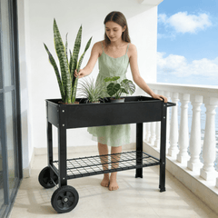 Bellemave® Mobile Metal Raised Garden Bed Cart with Legs, Elevated Tall Planter Box with Wheels for Outdoor Indoors House Patio Backyard,Black - Bellemave