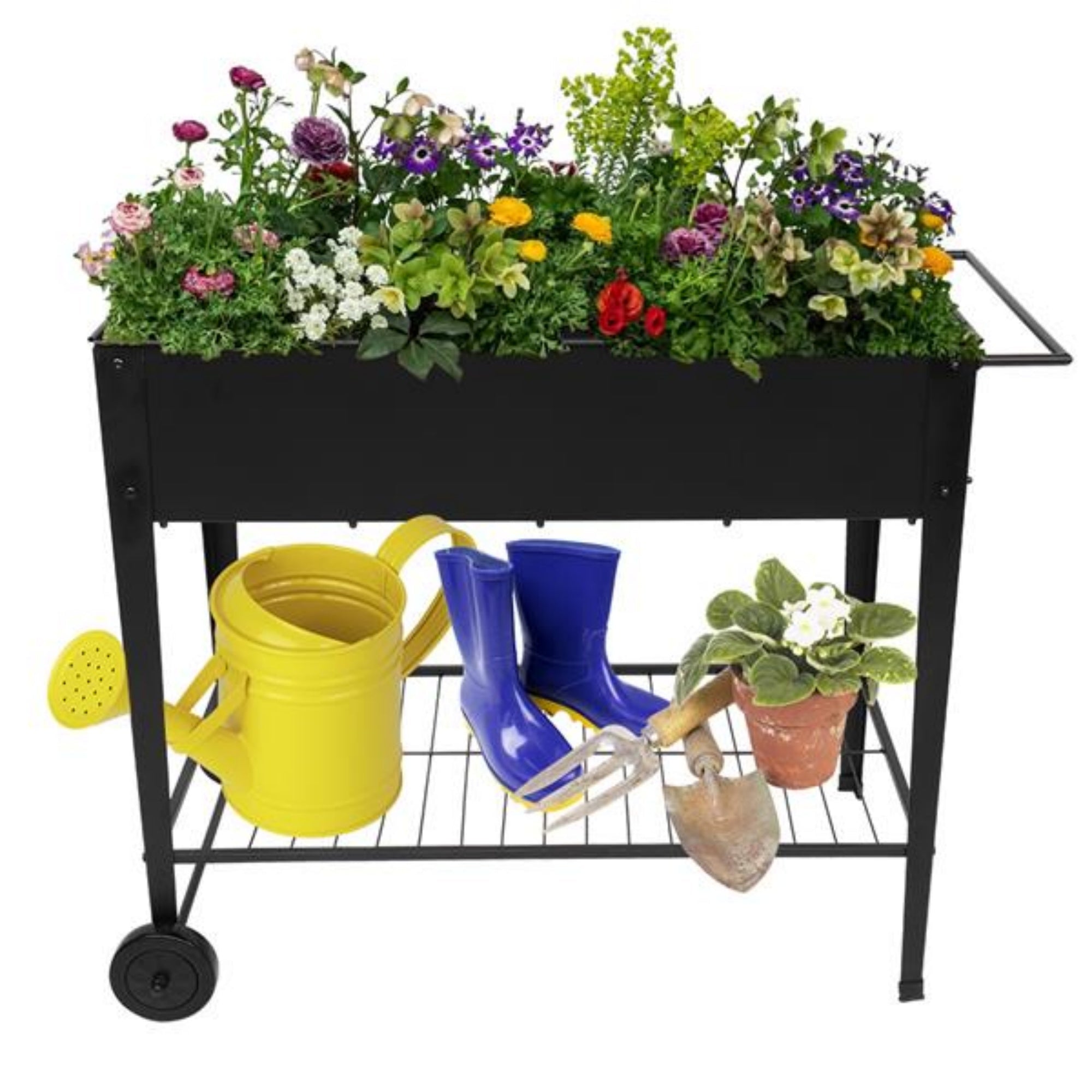 Bellemave® Mobile Metal Raised Garden Bed Cart with Legs, Elevated Tall Planter Box with Wheels for Outdoor Indoors House Patio Backyard,Black - Bellemave