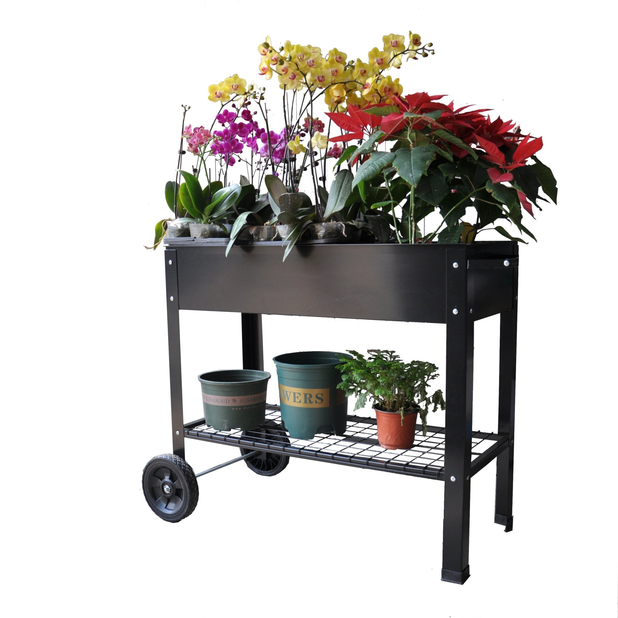 Bellemave® Mobile Metal Raised Garden Bed Cart with Legs, Elevated Tall Planter Box with Wheels for Outdoor Indoors House Patio Backyard,Black - Bellemave