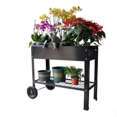 Bellemave® Mobile Metal Raised Garden Bed Cart with Legs, Elevated Tall Planter Box with Wheels for Outdoor Indoors House Patio Backyard,Black - Bellemave