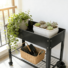 Bellemave® Mobile Metal Raised Garden Bed Cart with Legs, Elevated Tall Planter Box with Wheels for Outdoor Indoors House Patio Backyard,Black - Bellemave