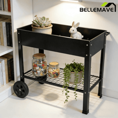 Bellemave® Mobile Metal Raised Garden Bed Cart with Legs, Elevated Tall Planter Box with Wheels for Outdoor Indoors House Patio Backyard,Black - Bellemave
