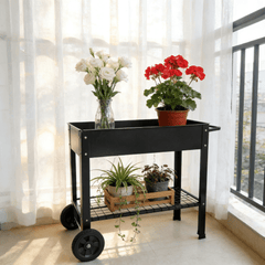 Bellemave® Mobile Metal Raised Garden Bed Cart with Legs, Elevated Tall Planter Box with Wheels for Outdoor Indoors House Patio Backyard,Black - Bellemave