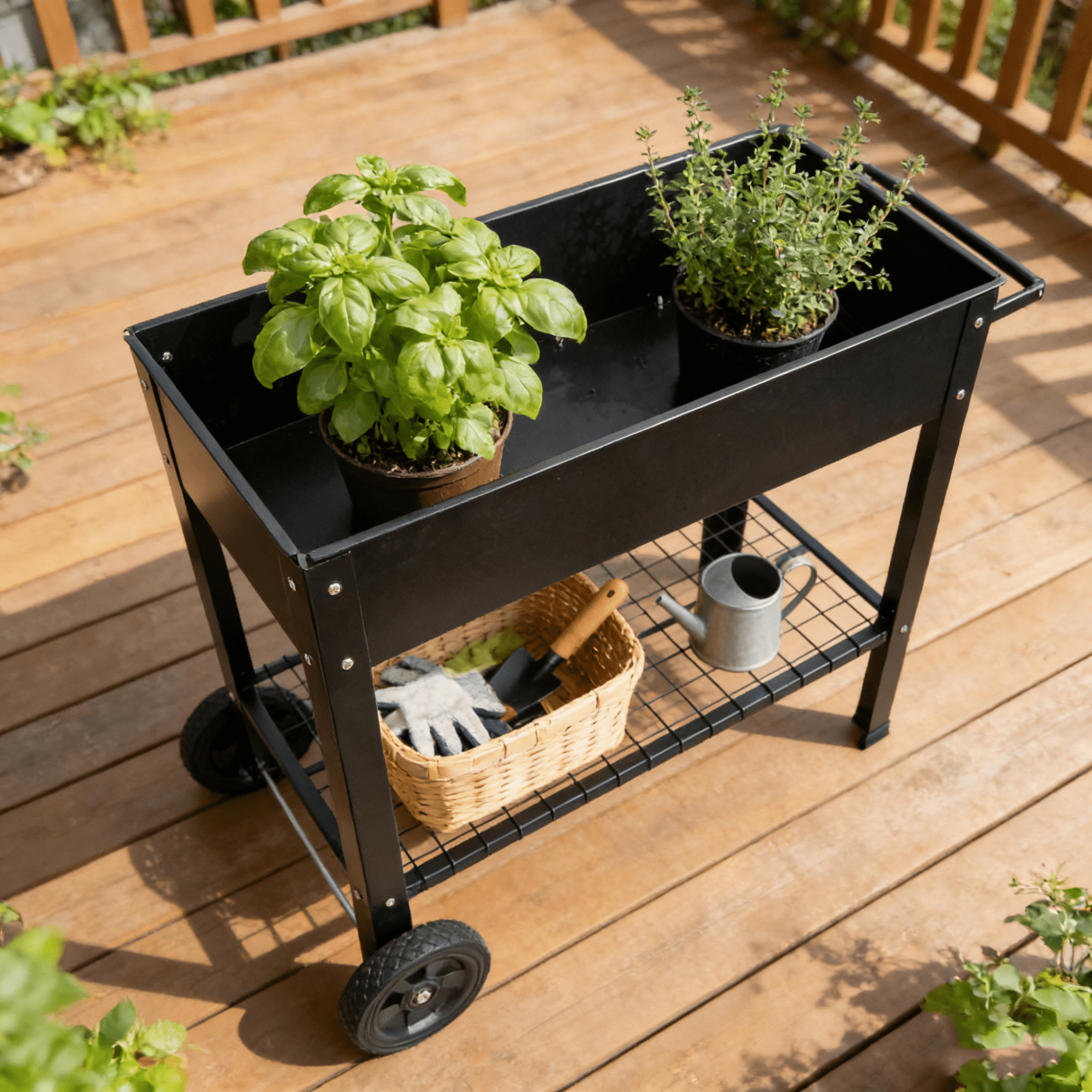 Bellemave® Mobile Metal Raised Garden Bed Cart with Legs, Elevated Tall Planter Box with Wheels for Outdoor Indoors House Patio Backyard,Black - Bellemave