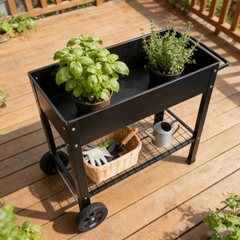 Bellemave® Mobile Metal Raised Garden Bed Cart with Legs, Elevated Tall Planter Box with Wheels for Outdoor Indoors House Patio Backyard,Black - Bellemave