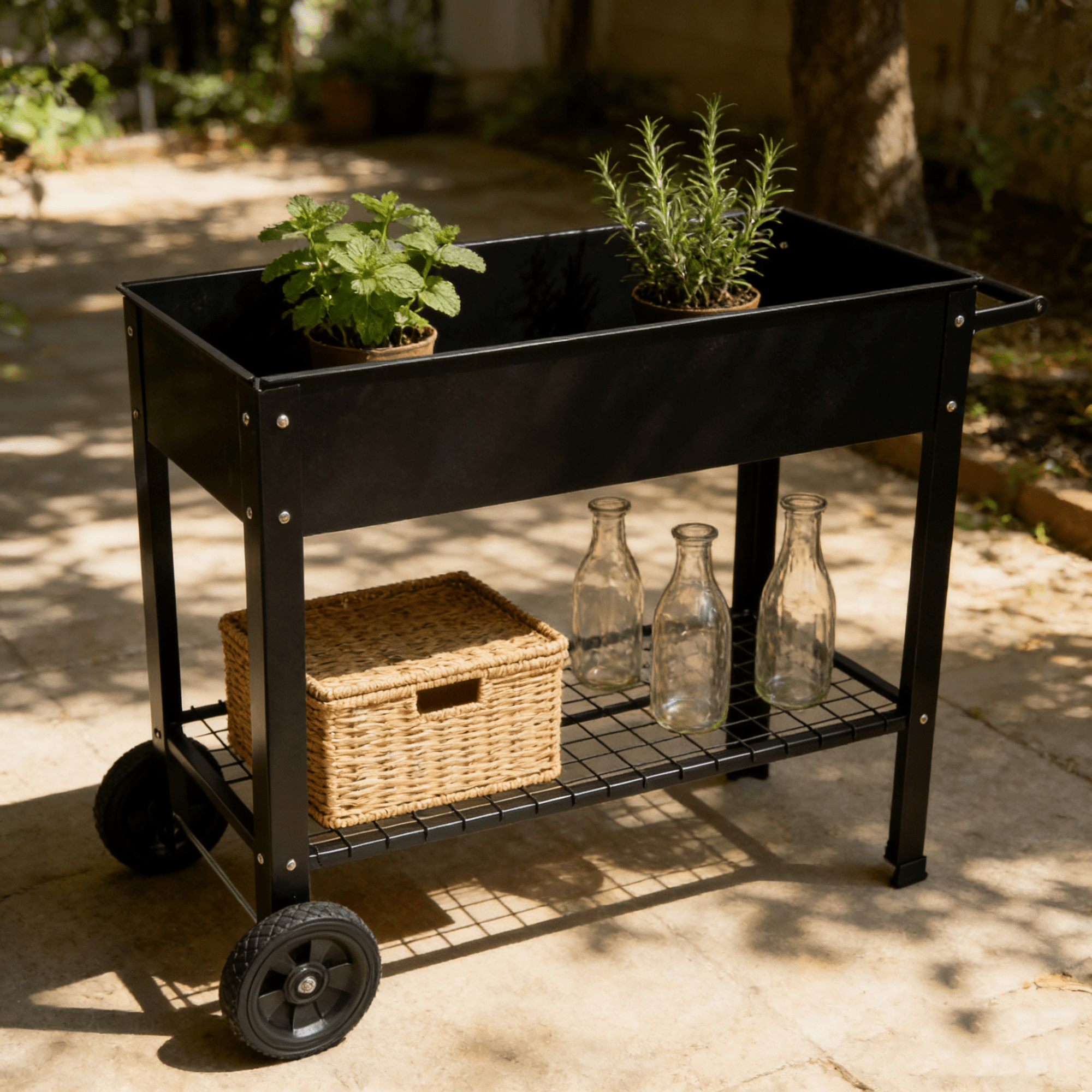 Bellemave® Mobile Metal Raised Garden Bed Cart with Legs, Elevated Tall Planter Box with Wheels for Outdoor Indoors House Patio Backyard,Black - Bellemave