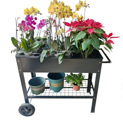 Bellemave® Mobile Metal Raised Garden Bed Cart with Legs, Elevated Tall Planter Box with Wheels for Outdoor Indoors House Patio Backyard,Black - Bellemave