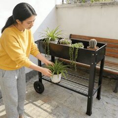Bellemave® Mobile Metal Raised Garden Bed Cart with Legs, Elevated Tall Planter Box with Wheels for Outdoor Indoors House Patio Backyard,Black - Bellemave