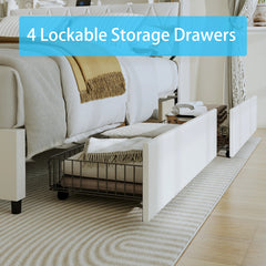 Bellemave® Moden Platform Bed with Outlets & Charger & LED Light, Storage Shelf - Bellemave