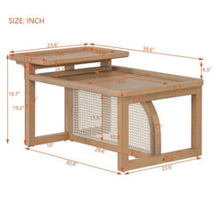 Bellemave® Modern 2 Piece Nesting Rattan Wood + MDF Coffee Table Set - Bellemave
