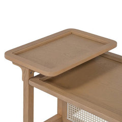 Bellemave® Modern 2 Piece Nesting Rattan Wood + MDF Coffee Table Set - Bellemave