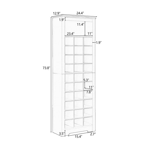 Bellemave® Modern 30 Shoe Cubby Console with Multiple Storage Capacity - Bellemave