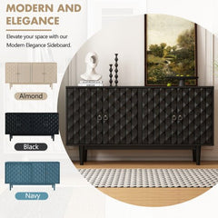 Bellemave® Modern 4 - Door Sideboard with Convex Pattern Doors and 2 Silver Handle - Bellemave