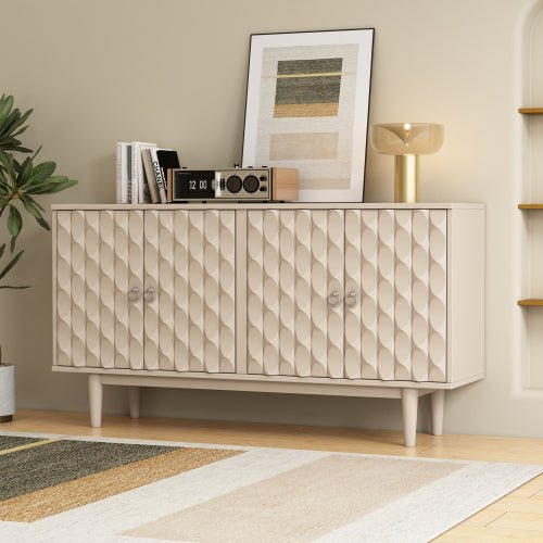 Bellemave® Modern 4 - Door Sideboard with Convex Pattern Doors and 2 Silver Handle - Bellemave