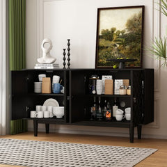 Bellemave® Modern 4 - Door Sideboard with Convex Pattern Doors and 2 Silver Handle - Bellemave