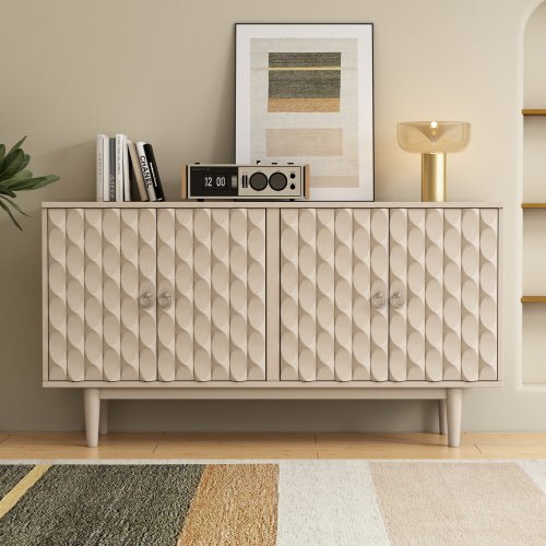 Bellemave® Modern 4 - Door Sideboard with Convex Pattern Doors and 2 Silver Handle - Bellemave