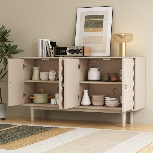 Bellemave® Modern 4 - Door Sideboard with Convex Pattern Doors and 2 Silver Handle - Bellemave