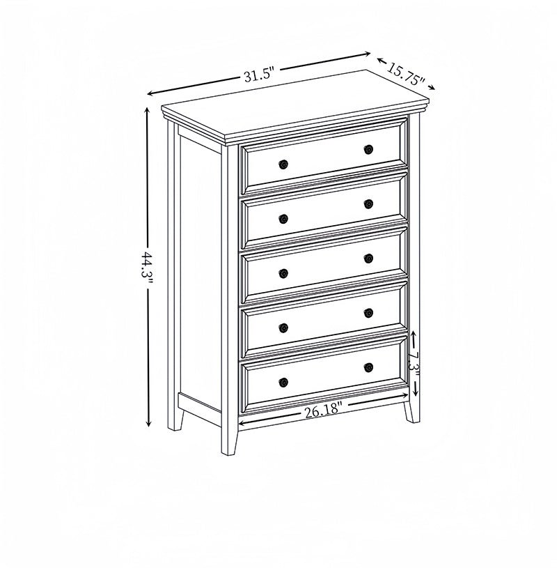 Bellemave® Modern 5 Drawers Dresser - Bellemave