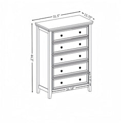 Bellemave® Modern 5 Drawers Dresser - Bellemave