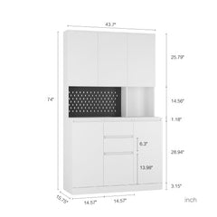 Bellemave® Modern 74" Kitchen Pantry Cabinet with Charging Station and 2 Drawer - Bellemave