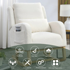 Bellemave® Modern Accent Casual Armchair Rocker with One Lumbar Pillow and Two Side Pockets - Bellemave