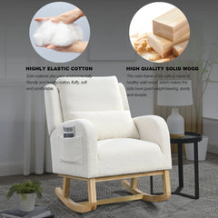 Bellemave® Modern Accent Casual Armchair Rocker with One Lumbar Pillow and Two Side Pockets - Bellemave