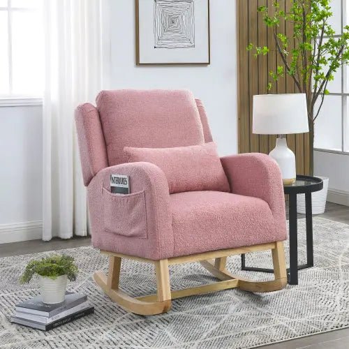 Bellemave® Modern Accent Casual Armchair Rocker with One Lumbar Pillow and Two Side Pockets - Bellemave