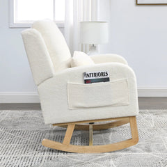 Bellemave® Modern Accent Casual Armchair Rocker with One Lumbar Pillow and Two Side Pockets - Bellemave