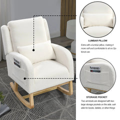 Bellemave® Modern Accent Casual Armchair Rocker with One Lumbar Pillow and Two Side Pockets - Bellemave