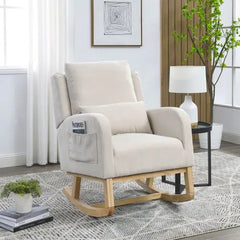 Bellemave® Modern Accent Casual Armchair Rocker with One Lumbar Pillow and Two Side Pockets - Bellemave