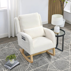 Bellemave® Modern Accent Casual Armchair Rocker with One Lumbar Pillow and Two Side Pockets - Bellemave