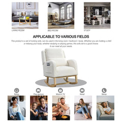 Bellemave® Modern Accent Casual Armchair Rocker with One Lumbar Pillow and Two Side Pockets - Bellemave