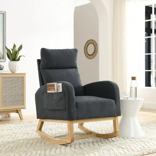 Bellemave® Modern Accent High Backrest Living Room Lounge Arm Rocking Chair with Two Side Pocket - Bellemave