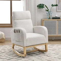 Bellemave® Modern Accent High Backrest Living Room Lounge Arm Rocking Chair with Two Side Pocket - Bellemave