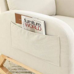 Bellemave® Modern Accent High Backrest Living Room Lounge Arm Rocking Chair with Two Side Pocket - Bellemave