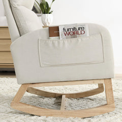Bellemave® Modern Accent High Backrest Living Room Lounge Arm Rocking Chair with Two Side Pocket - Bellemave