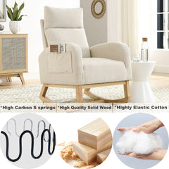 Bellemave® Modern Accent High Backrest Living Room Lounge Arm Rocking Chair with Two Side Pocket - Bellemave