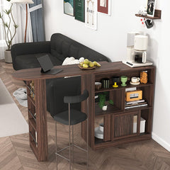 Bellemave® Modern Bar Cabinet with Rotating Top, 6 Storage space and 2 Ribbed Glass Door - Bellemave