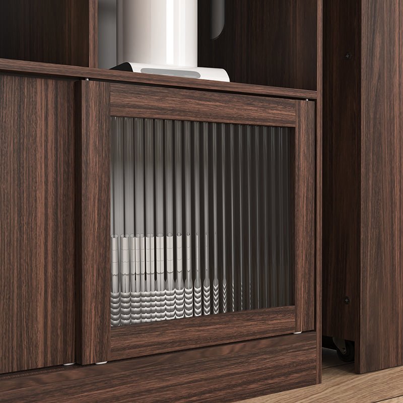 Bellemave® Modern Bar Cabinet with Rotating Top, 6 Storage space and 2 Ribbed Glass Door - Bellemave