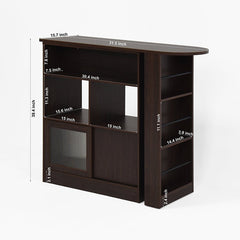Bellemave® Modern Bar Cabinet with Rotating Top, 6 Storage space and 2 Ribbed Glass Door - Bellemave