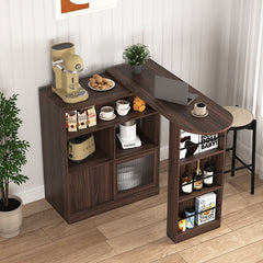 Bellemave® Modern Bar Cabinet with Rotating Top, 6 Storage space and 2 Ribbed Glass Door - Bellemave