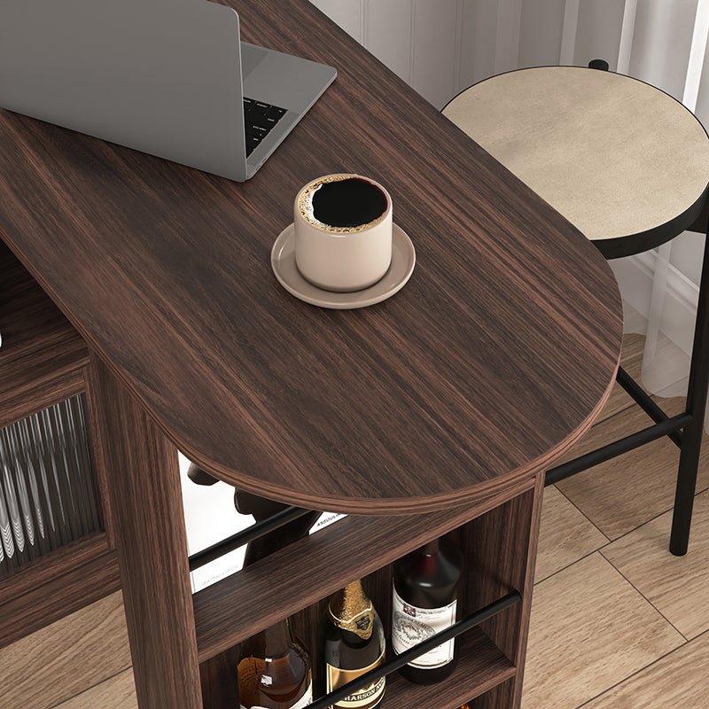 Bellemave® Modern Bar Cabinet with Rotating Top, 6 Storage space and 2 Ribbed Glass Door - Bellemave